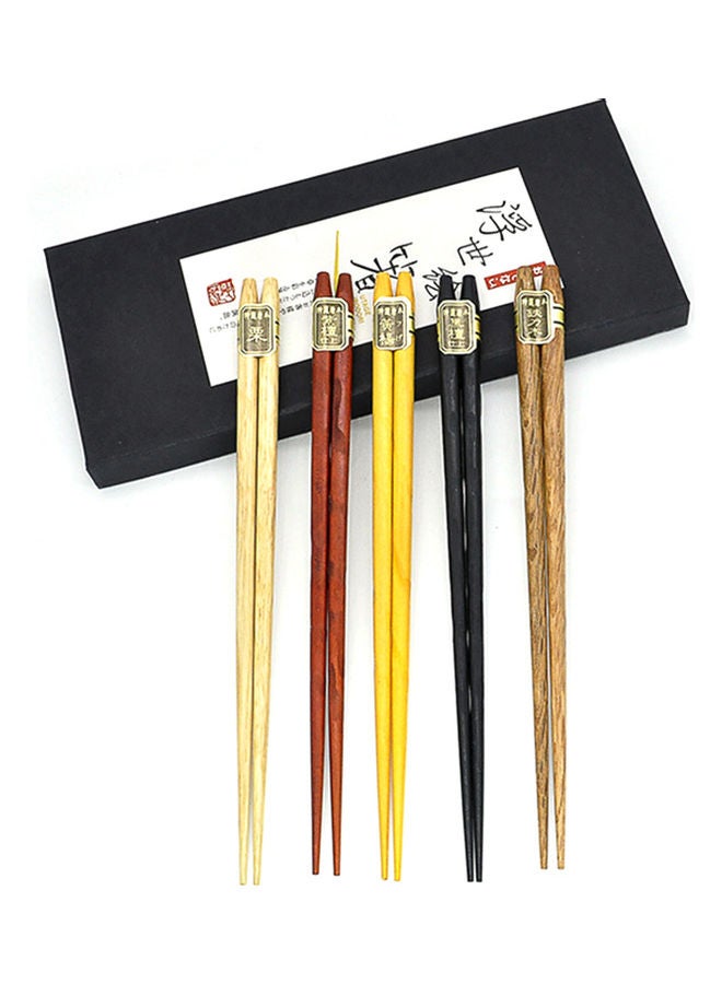Natural Wooden Chopsticks 5 Pairs Gift Set Multicolour 0.16kg - Image 2